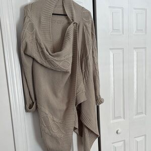 Mazik Taupe Cable Knit Poncho